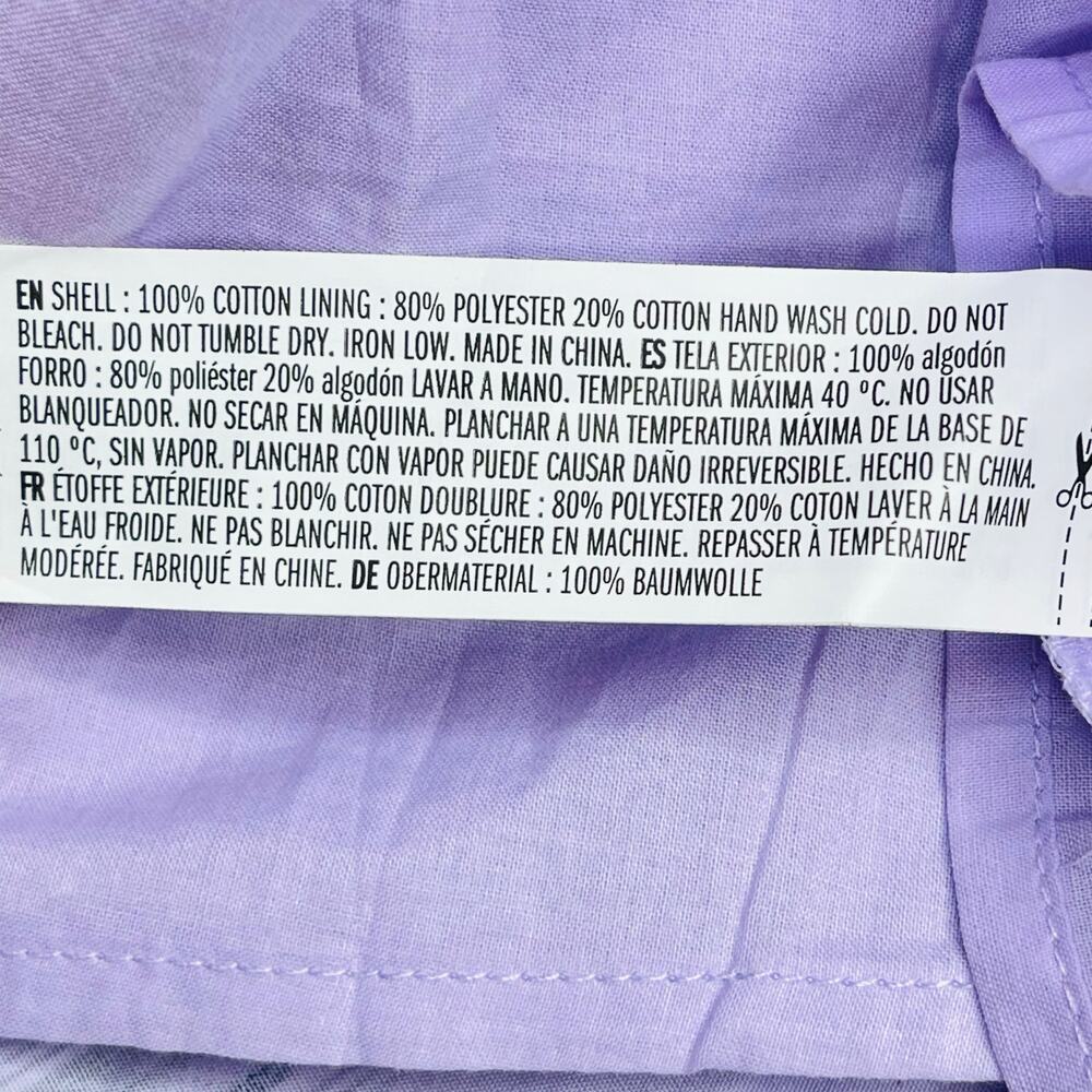 English Factory Puff Sleeve Striped Mini Dress size M Lilac Relaxed Babydoll New - Picture 5 of 10